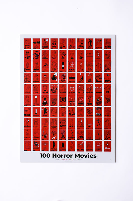 100 Horror Movies Scratch-Off Poster