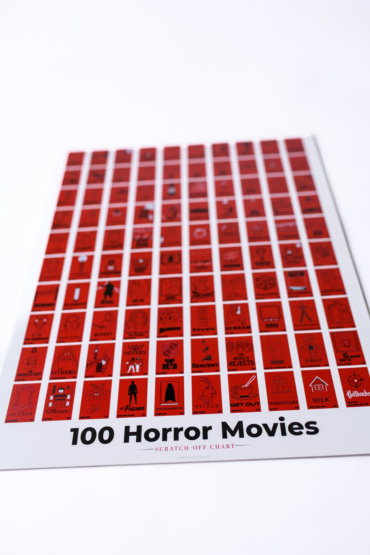 100 Horror Movies Scratch-Off Poster