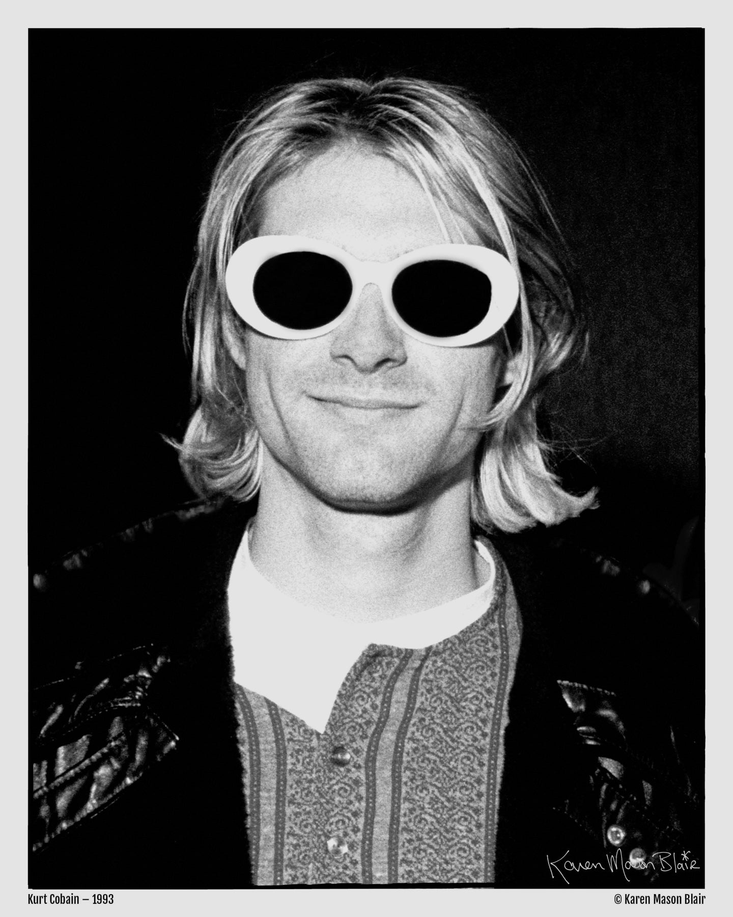 PRINT COBAIN SMIRKING BW SIGNED 93